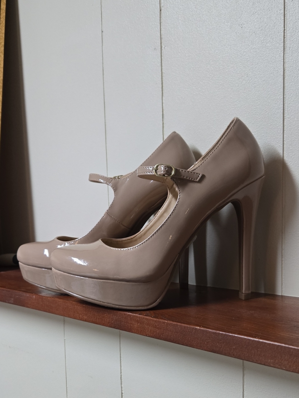 Chinese Laundry Nude Patent Mary Jane Platform Pumps